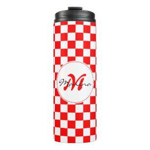 Croatia Hrvatska Checkered Name Monogram Thermal Tumbler