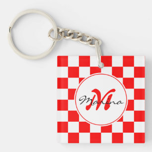 Croatia Hrvatska Chequered Name Monogram Key Ring