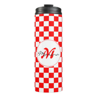Croatia | Hrvatska | Chequered Name Monogram  Thermal Tumbler