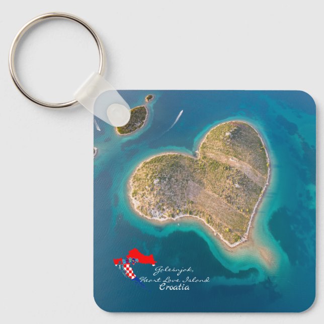 Croatia | Hrvatska | Galešnjak, Heart Love Island  Key Ring (Front)