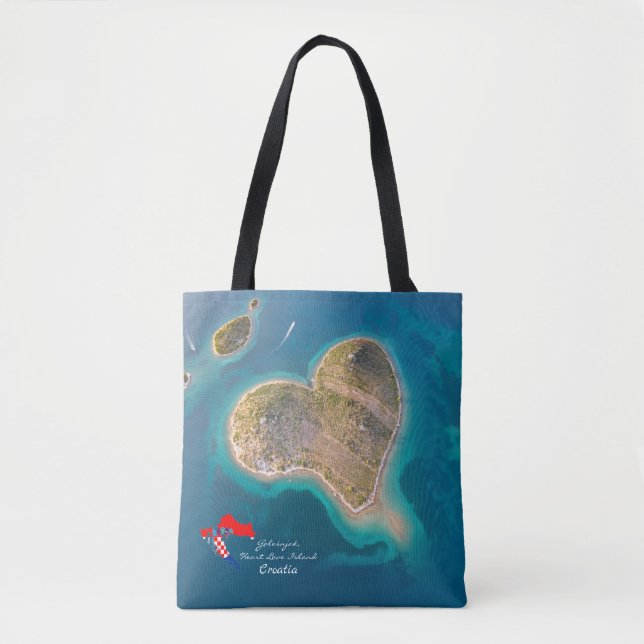 Croatia | Hrvatska | Galešnjak, Heart Love Island Tote Bag (Front)