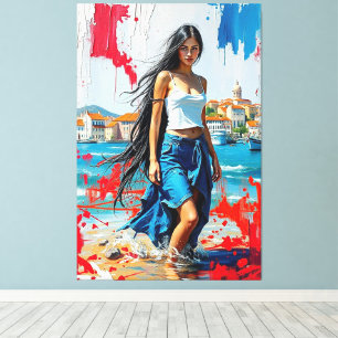 Croatia Hrvatska Kroatien Hrv Zagreb Split Flag Canvas Print