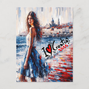 Croatia Hrvatska Kroatien Hrv Zagreb Split Flag Postcard