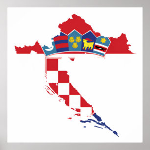 Croatia Hrvatska Kroatien Hrv Zagreb Split Flag Poster