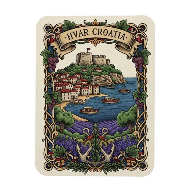 Croatia Hvar Lavendar Fields Magnet (Vertical)