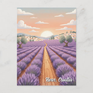 Croatia Hvar Lavendar Fields Postcard