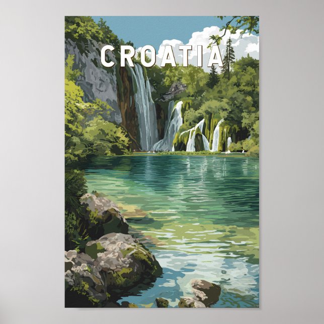 Croatia Illustration Travel Art Vintage Poster (Front)
