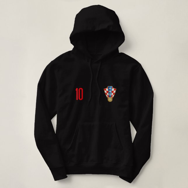 Croatia Jersey Number ten Croatian Futebol Soccer  Hoodie (Design Front)