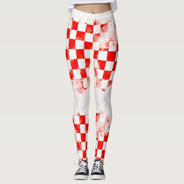 Croatia kockice checkers yoga pants (Front)