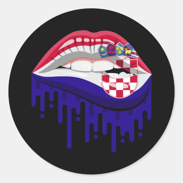 Croatia lips pride root flag classic round sticker (Front)