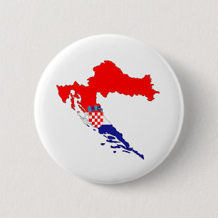 Croatia Map Country Borders Flag States Countries. 6 Cm Round Badge