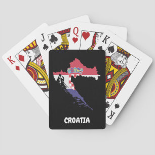 Croatia Map Flag Colourful Vintage Playing Cards