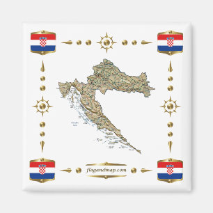 Croatia Map + Flags Magnet