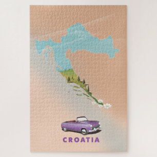 Croatia Map Illustrated print poster. Jigsaw Puzzle