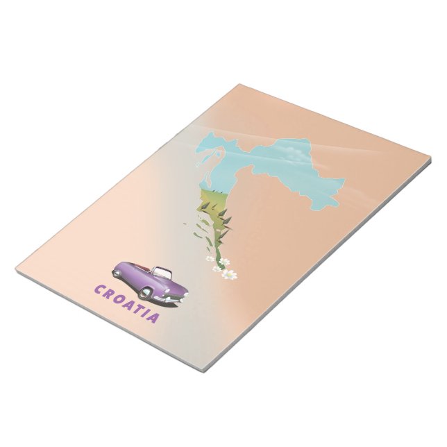 Croatia Map Illustrated print poster. Notepad (Angled)
