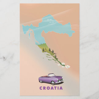 Croatia Map Illustrated print poster. Stationery