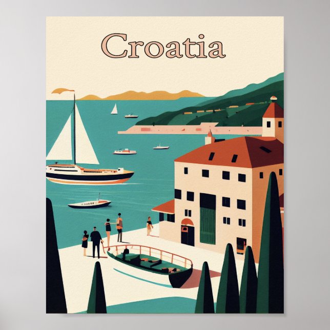 Croatia Minimalist Vintage Poster Art (Front)