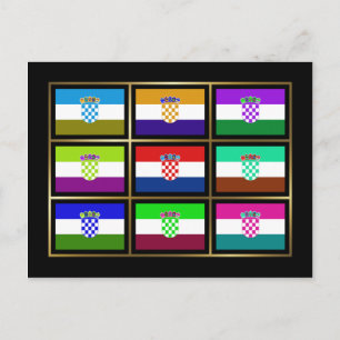 Croatia Multihue Flags Postcard
