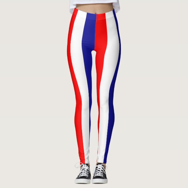 Croatia National Flag Colours Vertical Striped Leggings (Front)