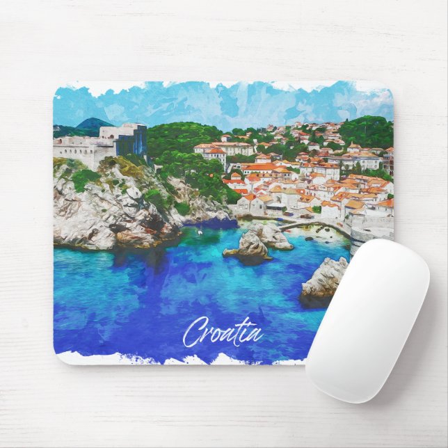 Croatia Panorama View Travel  Mouse Mat (With Mouse)