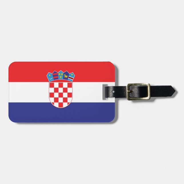 Croatia Plain Flag Luggage Tag (Front Horizontal)