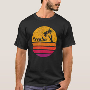 Croatia Retro Style 70s 80s Vintage Palm Tree Suns T-Shirt