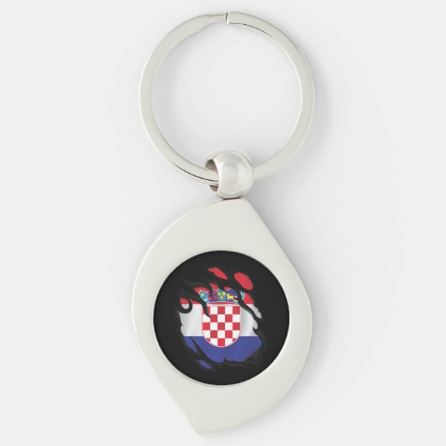 Croatia Ripped Flag Key Ring (Front)