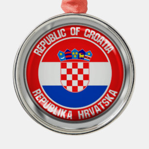 Croatia Round Emblem Metal Tree Decoration