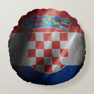 Croatia silk flag round cushion