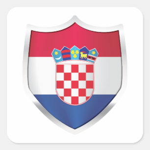Croatia Silver Shield Flag Square Sticker