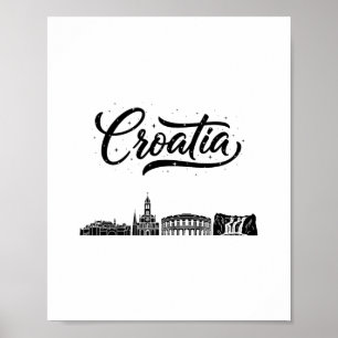 Croatia Skyline Travel Vacation Outfits Poster