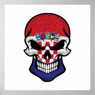 Croatia Smiling Skull Flag Poster