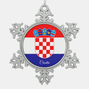 Croatia snowflake, Croatian flag Snowflake Pewter Christmas Ornament