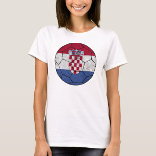 Croatia Soccer Ball Ladies Baby Doll T-Shirt