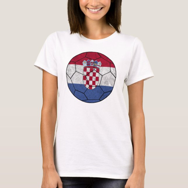 Croatia Soccer Ball Ladies Baby Doll T-Shirt (Front)