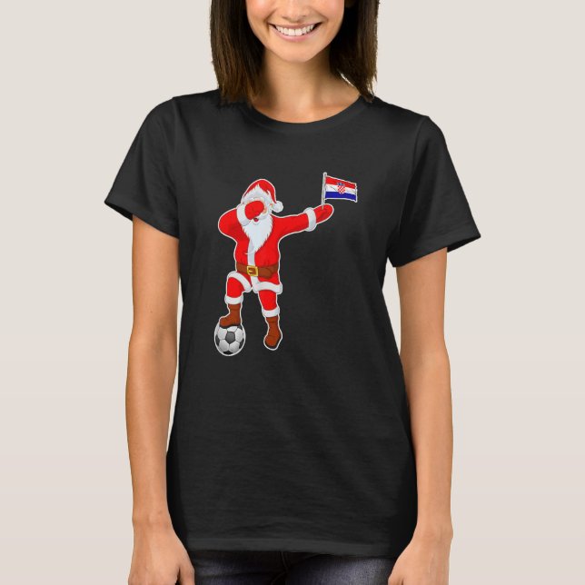 Croatia Soccer  Dabbing Santa Christmas Croatian F T-Shirt (Front)