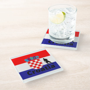 Croatia soccer glass coaster
