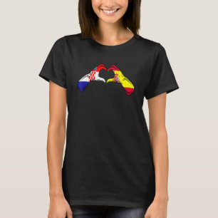 Croatia Spain Flag Croatian Spanish Heart T-Shirt