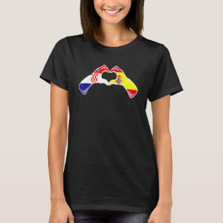 Croatia Spain Flag Croatian Spanish Heart T-Shirt