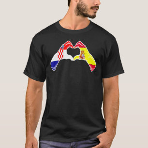 Croatia Spain Flag Croatian Spanish Heart T-Shirt