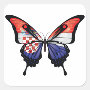 Croatia Swallowtail Butterfly Flag Sticker