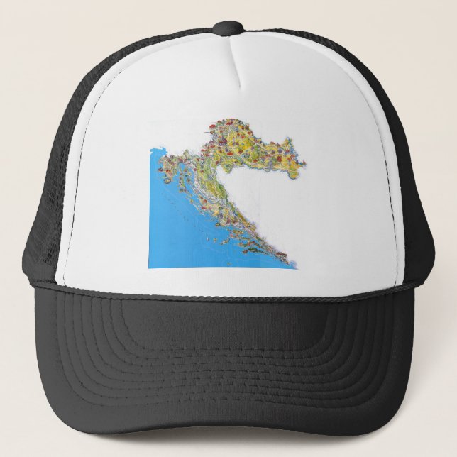 Croatia touristic map, hrvatska turistička mapa trucker hat (Front)