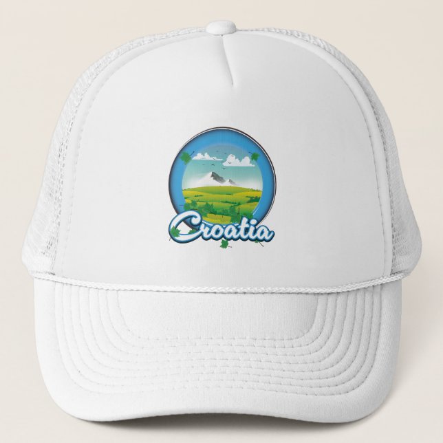 Croatia Travel logo Trucker Hat (Front)