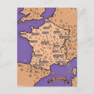Croatia Vintage old map Announcement Postcard