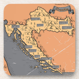 Croatia Vintage old map Coaster