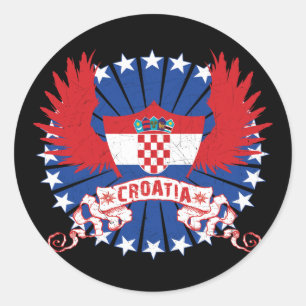 Croatia Winged Classic Round Sticker
