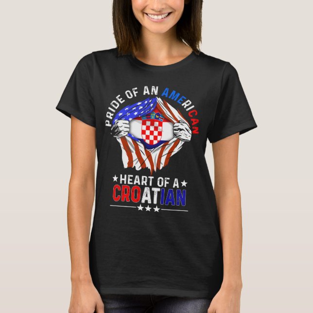 Croatian American Foreign Croatia Flag T-Shirt (Front)