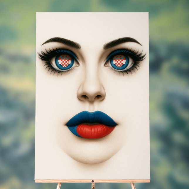 Croatian Beauty Eyes & Lips Pop Portrait Acrylic Sign (Neutral)