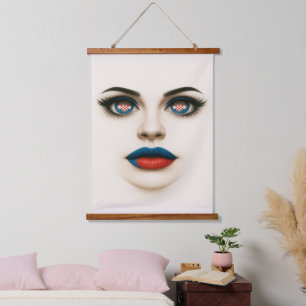 Croatian Beauty Eyes & Lips Pop Portrait Hanging Tapestry