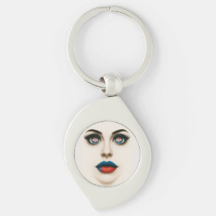 Croatian Beauty Eyes & Lips Pop Portrait Key Ring